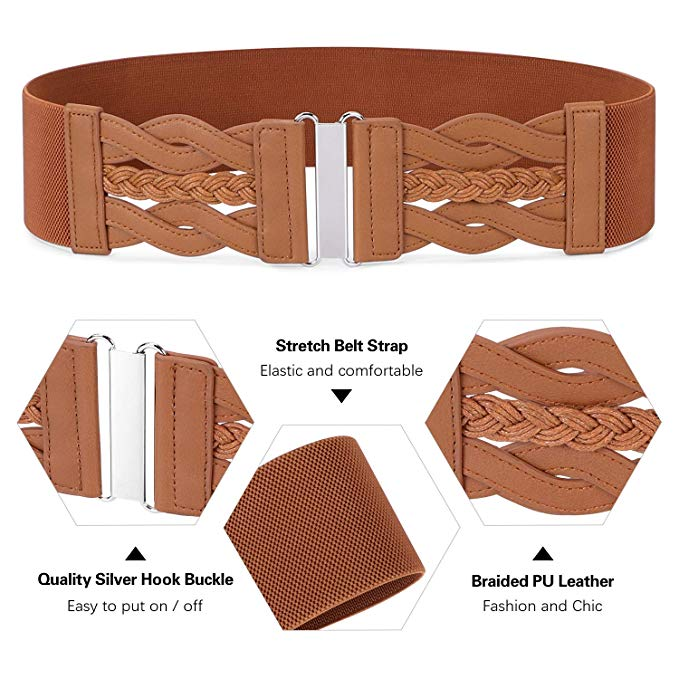 Women Plus Elastic Stretchy Retro Wide Waist Cinch Belt 