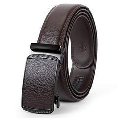 JASGOOD Men Leather Belt Automatic Buckle Ratchet Dress Belt with High Quality Leather in Nice Gift Box Perfect Gift for Men 