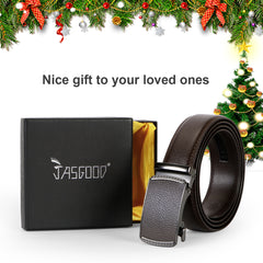 Men's Leather Belt, Ratchet Dress Belt with Automatic Buckle in Gift Box by JASGOOD 