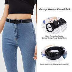 JASGOOD Women's Leather Jeans Belt Waist Casual Belt for Pants Shorts with Black Metal Buckle 