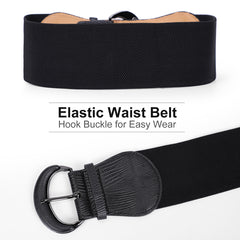 JASGOOD Women Stretchy Wide Waist Belt for Dress Ladies Elastic Belt Hook Buckle 
