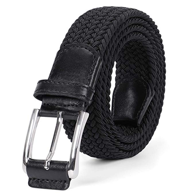 JASGOOD Men's Braided Leather Belt, Braided Woven Belt for Men Casual Jeans  with Solid Strap Single Prong Buckle (A-Brown, Suit for Pant Size  26''-31'') at  Men's Clothing store