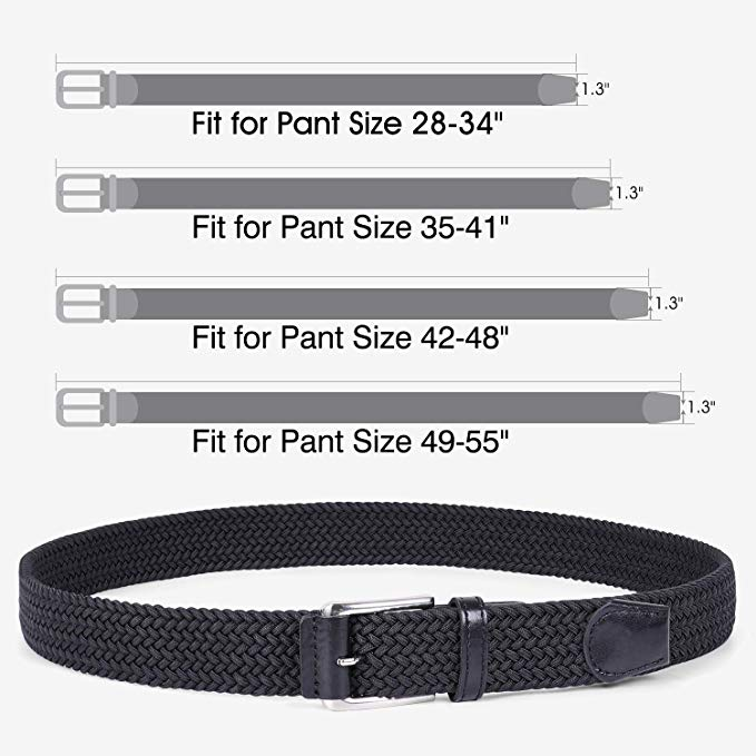 JASGOOD Braided Stretch Belts Mens,Woven Elastic Belt-Causal Belt for Golf Pants Jeans 