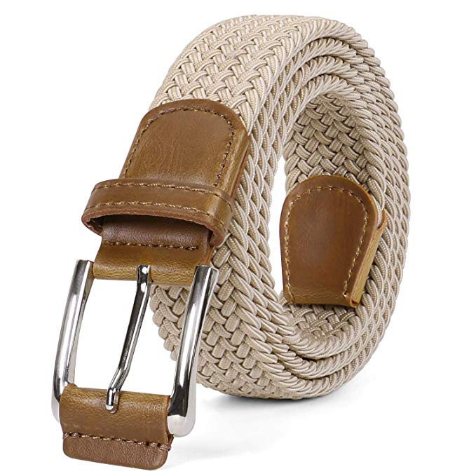 JASGOOD Braided Stretch Belts Mens,Woven Elastic Belt-Causal Belt for Golf Pants Jeans 