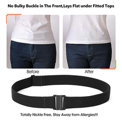 No Show Women Stretch Belt Invisible Elastic Web Strap Belt with Flat Buckle for Jeans Pants Dresses 