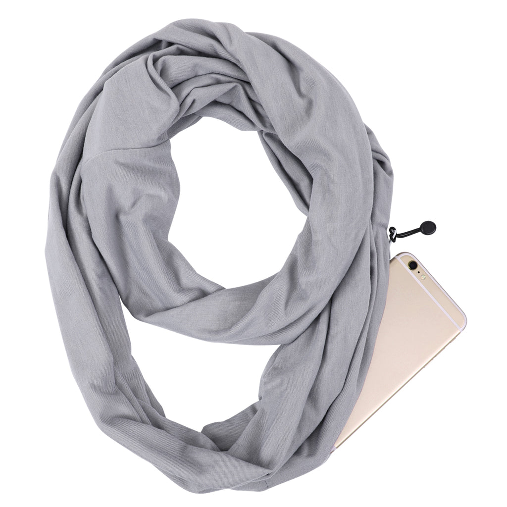 Fashion Infinity Scarf with Zipper Pocket Loop Scarf for Women and Men Neck Head Scarves Travel Wrap 