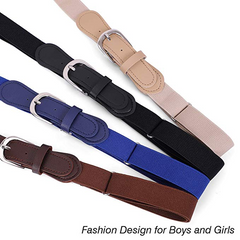 JASGOOD Kids Elastic Adjustable Belts, Stretch Belts for Boys and Girls with Leather Closure 