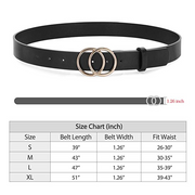 BALTEUS 2 Pack Women Leather Belts Faux Leather Jeans Belt with Double O-Ring Buckle 