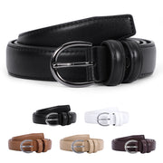 WERFORU Women Leather Belt Skinny Dress Belt for Jeans Pants with Silver Buckle 