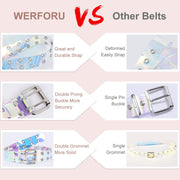 PU Leather Punk Belt for Women Men Jeans 2 Hole Belts 1.5 Wide