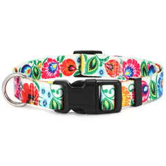 WHIPPY Girl Floral Collar for Small Medium Large Dog Adjustable Lightweight Nylon Flower Print Dog Collar with Quick Release Buckle Personalized Soft Comfortable Puppy Collar