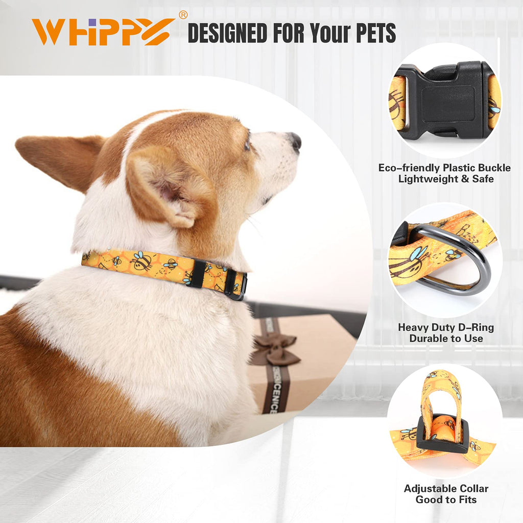 WHIPPY Girl Floral Collar for Small Medium Large Dog Adjustable Lightweight Nylon Flower Print Dog Collar with Quick Release Buckle Personalized Soft Comfortable Puppy Collar
