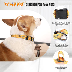 WHIPPY Girl Floral Collar for Small Medium Large Dog Adjustable Lightweight Nylon Flower Print Dog Collar with Quick Release Buckle Personalized Soft Comfortable Puppy Collar