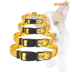 WHIPPY Girl Floral Collar for Small Medium Large Dog Adjustable Lightweight Nylon Flower Print Dog Collar with Quick Release Buckle Personalized Soft Comfortable Puppy Collar