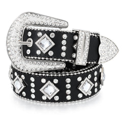 Luxury Crystal Men Cowboy Belt Diamond Studded Rhinestone Belts Western Sparkle country Leather Belts