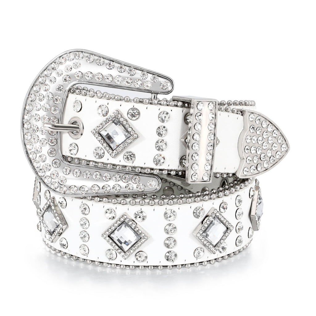 Luxury Crystal Men Cowboy Belt Diamond Studded Rhinestone Belts Western Sparkle country Leather Belts