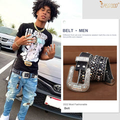 Western Cowboy Unisex Custom Fast Delivery Stylish Bling Global Designer Rhinestones Belts