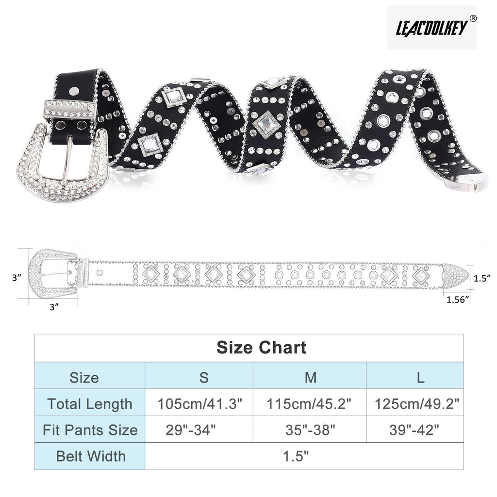 Luxury Crystal Men Cowboy Belt Diamond Studded Rhinestone Belts Western Sparkle country Leather Belts