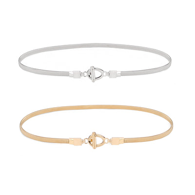 JASGOOD Women Skinny Metal Elastic Waist Belt With Chain Belt For Dress 
