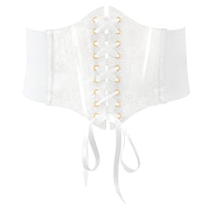 Women Lace-up Corset Waist Belt Transparent PVC Lace Crochet  Elastic Wide Belt for Dress