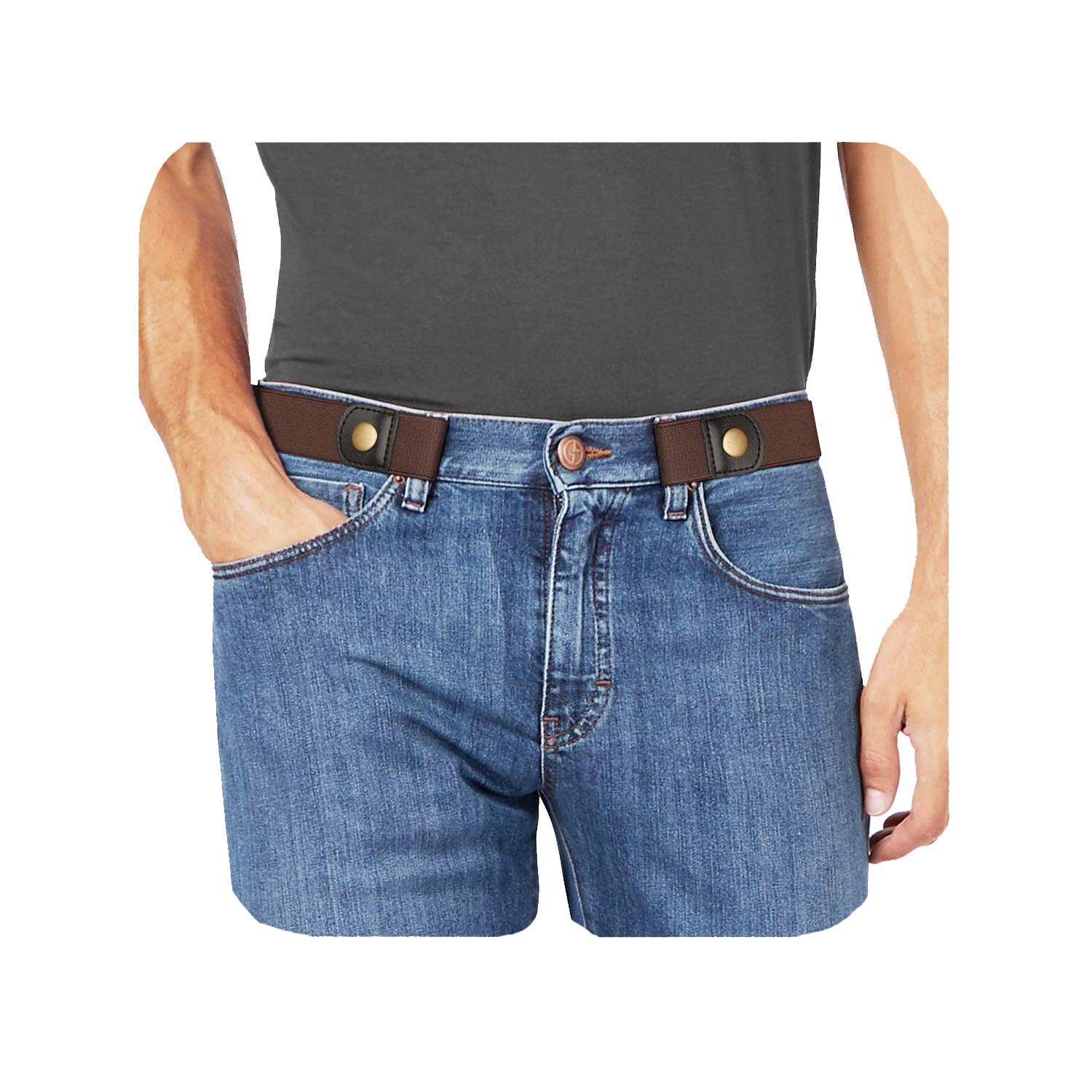No Buckle Stretch No Show Belt for Men 1.38 inches Wide, Buckless Invisible Elastic Belt for Jeans Pants - JASGOOD OFFICIAL