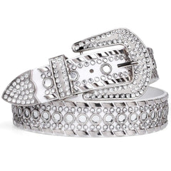 Rhinestone Belt for Men Women Western Cowboy Cowgirl Bling Studded Leather Belt for Jeans Pants