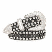 Popular Luxury Crystal Diamond Studded Rhinestone Belts Western Sparkle Designer Leather Women Mens Belt