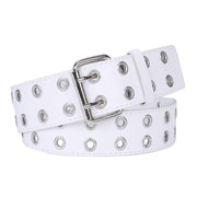 PU Leather Punk Belt for Women Men Jeans 2 Hole Belts 1.5 Wide