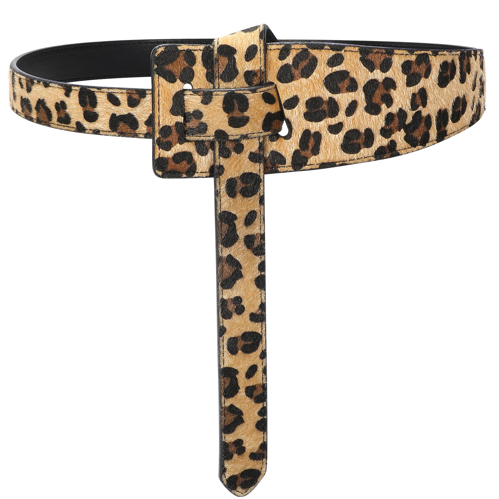 Women Leather Belt No Buckle Fashion Tie Knot Belt for Dress Women Cinch Cowhide Waist Leather Belt - JASGOOD OFFICIAL