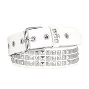 Punk Rivet Studded Belt Goth Row Pyramid Square Bead PU Leather Vintage Punk Rock Grommet Belt for Jeans Pants