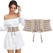JASGOOD Women Wide Elastic Lace-up Waist Belt,Tied Costume Corset Waist Belt for Dress - JASGOOD OFFICIAL