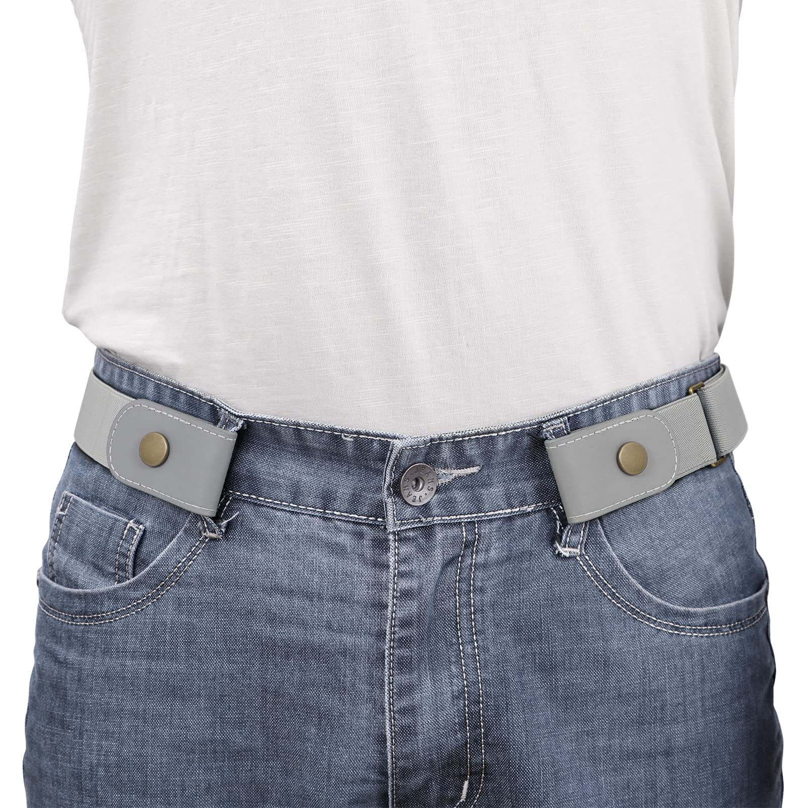 No Buckle Show Belt for Men Buckle Free Stretch Belt for Jeans Pants 1.38 Inches Wide - JASGOOD OFFICIAL