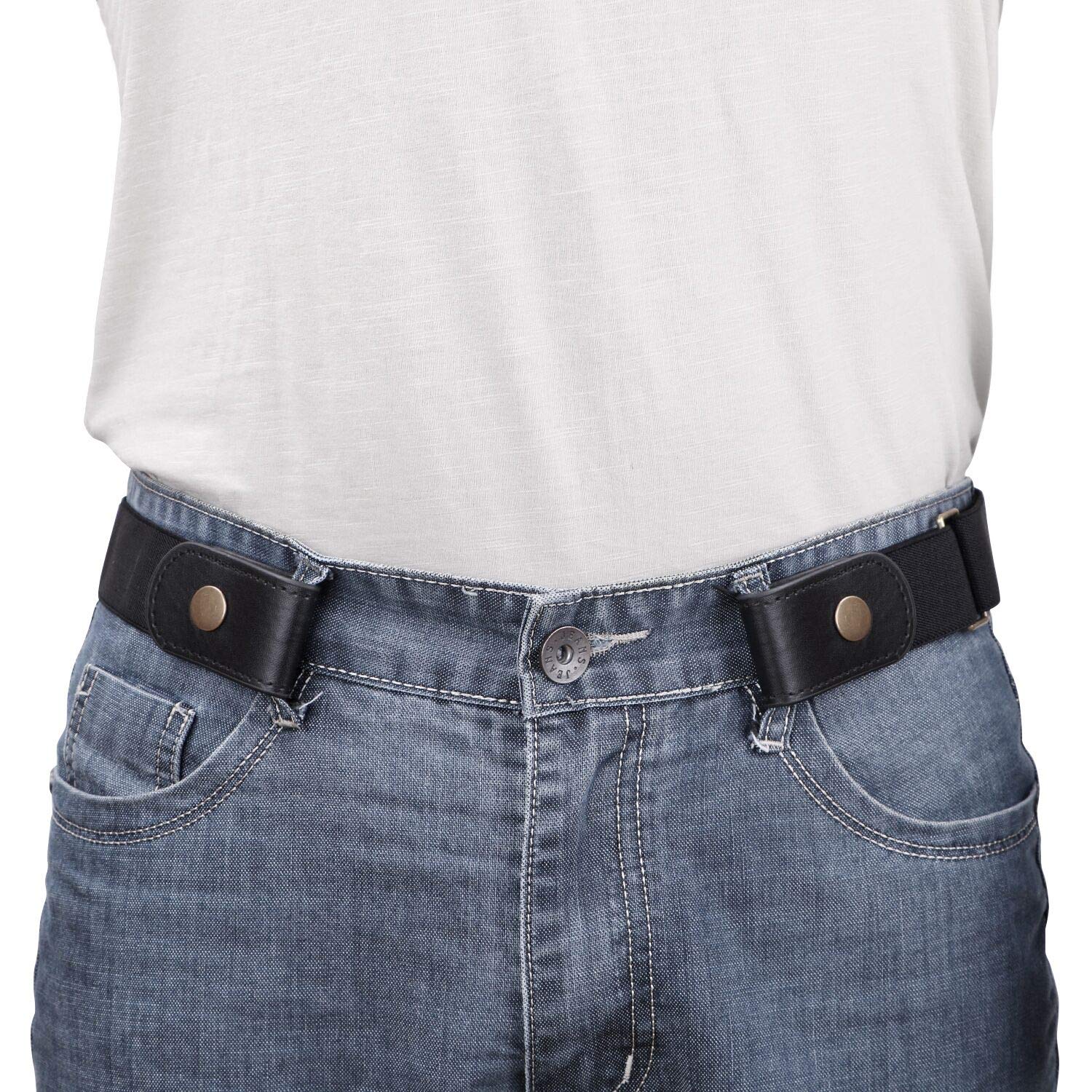 No Buckle Show Belt for Men Buckle Free Stretch Belt for Jeans Pants 1.38 Inches Wide - JASGOOD OFFICIAL