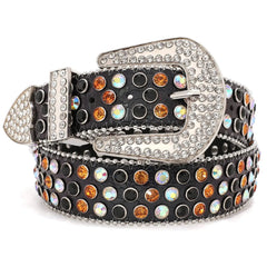 Rhinestone Belt for Men Women Western Cowboy Cowgirl Bling Studded Leather Belt for Jeans Pants