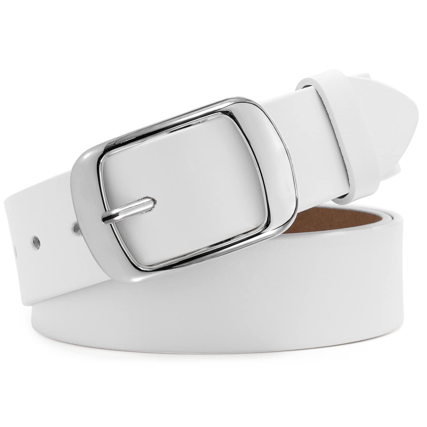 Women Leather Belts for Jeans Pants Fashion Dress Belt for Women with Solid Pin Buckle - JASGOOD OFFICIAL