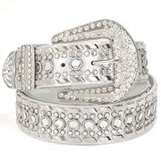 Rhinestone Belt for Men Women Western Cowboy Cowgirl Bling Studded Leather Belt for Jeans Pants