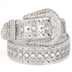 Rhinestone Belt for Men Women Western Cowboy Cowgirl Bling Studded Leather Belt for Jeans Pants