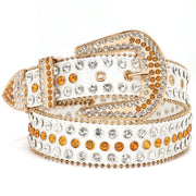 Rhinestone Belt for Men Women SUOSDEY Western Cowboy Cowgirl Bling Studded Leather Belt for Jeans Pants