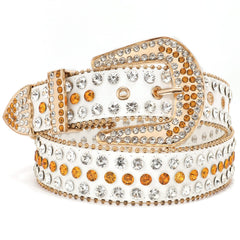 Rhinestone Belt for Men Women SUOSDEY Western Cowboy Cowgirl Bling Studded Leather Belt for Jeans Pants