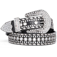 Rhinestone Belt for Men Women Western Cowboy Cowgirl Bling Studded Leather Belt for Jeans Pants