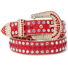 Rhinestone Belt for Men Women Western Cowboy Cowgirl Bling Studded Leather Belt for Jeans Pants