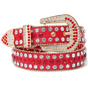 Rhinestone Belt for Men Women SUOSDEY Western Cowboy Cowgirl Bling Studded Leather Belt for Jeans Pants