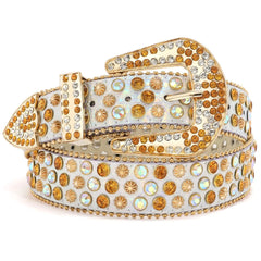 Rhinestone Belt for Men Women Western Cowboy Cowgirl Bling Studded Leather Belt for Jeans Pants