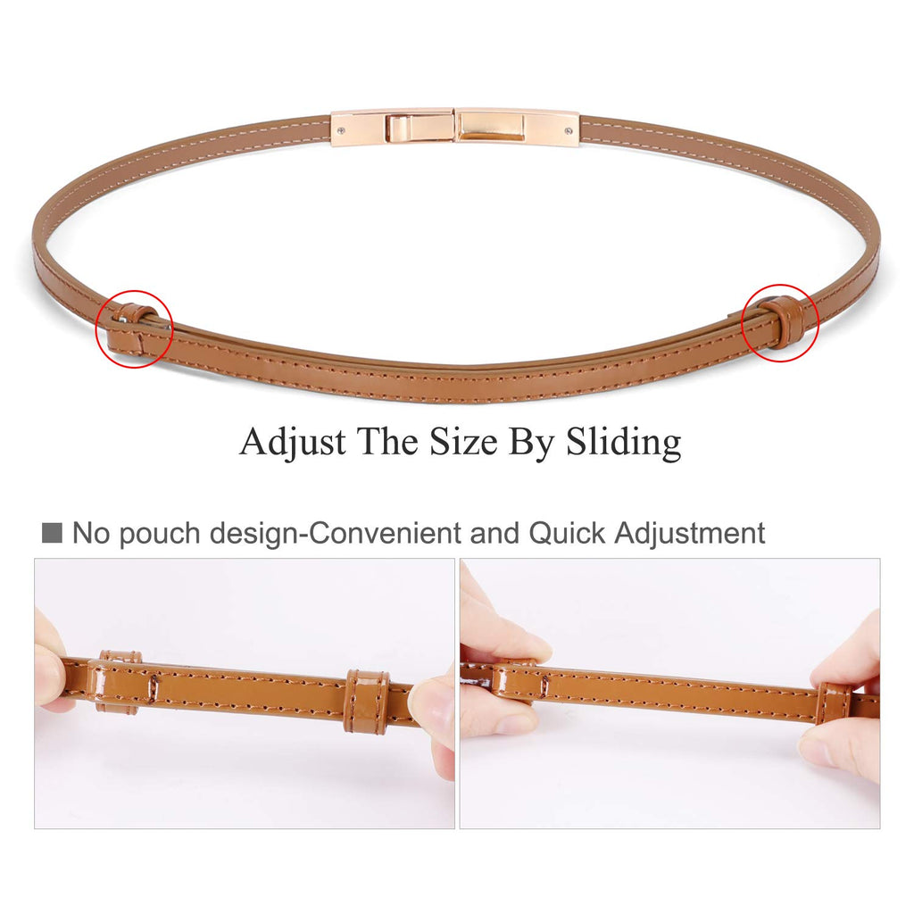 Women’s Skinny Leather Belt Adjustable Slim Waist Belt with Gold Alloy Buckle for Dress By JASGOOD 