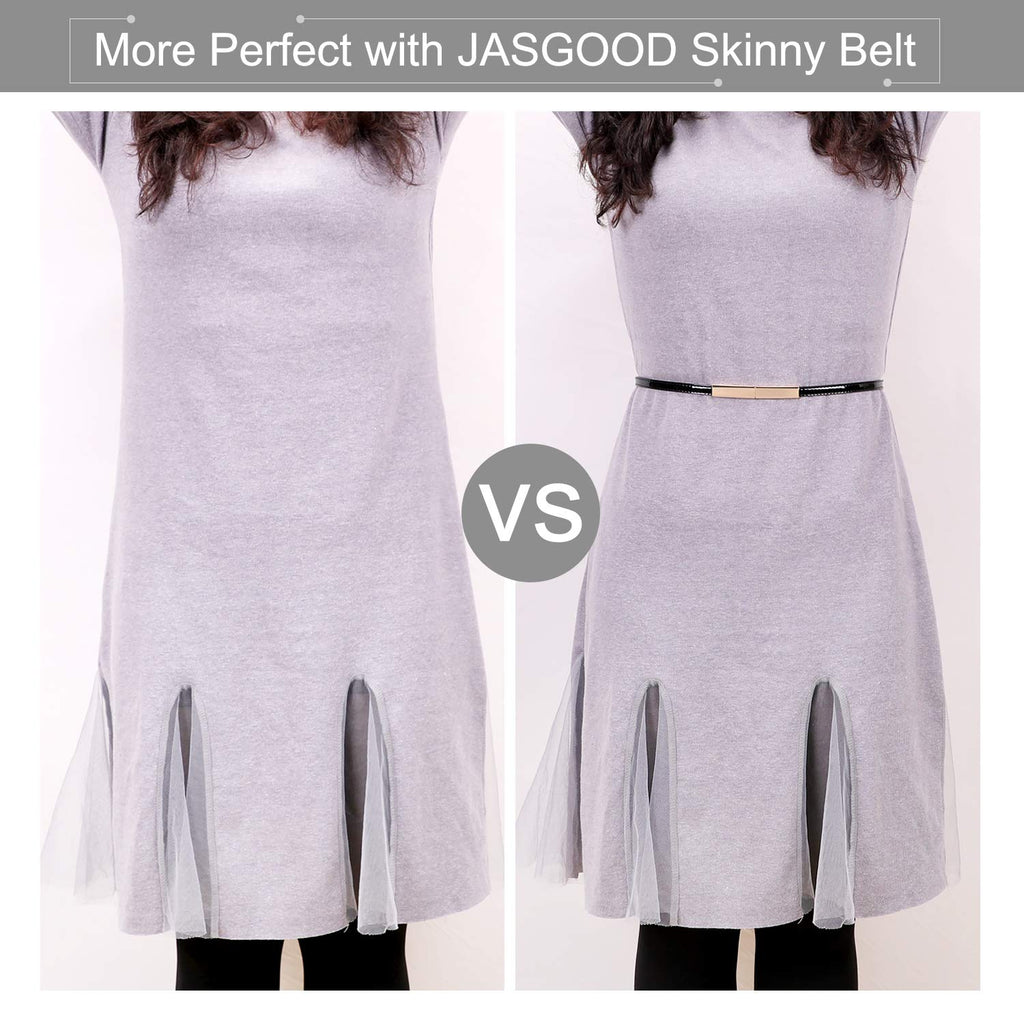 Women’s Skinny Leather Belt Adjustable Slim Waist Belt with Gold Alloy Buckle for Dress By JASGOOD 