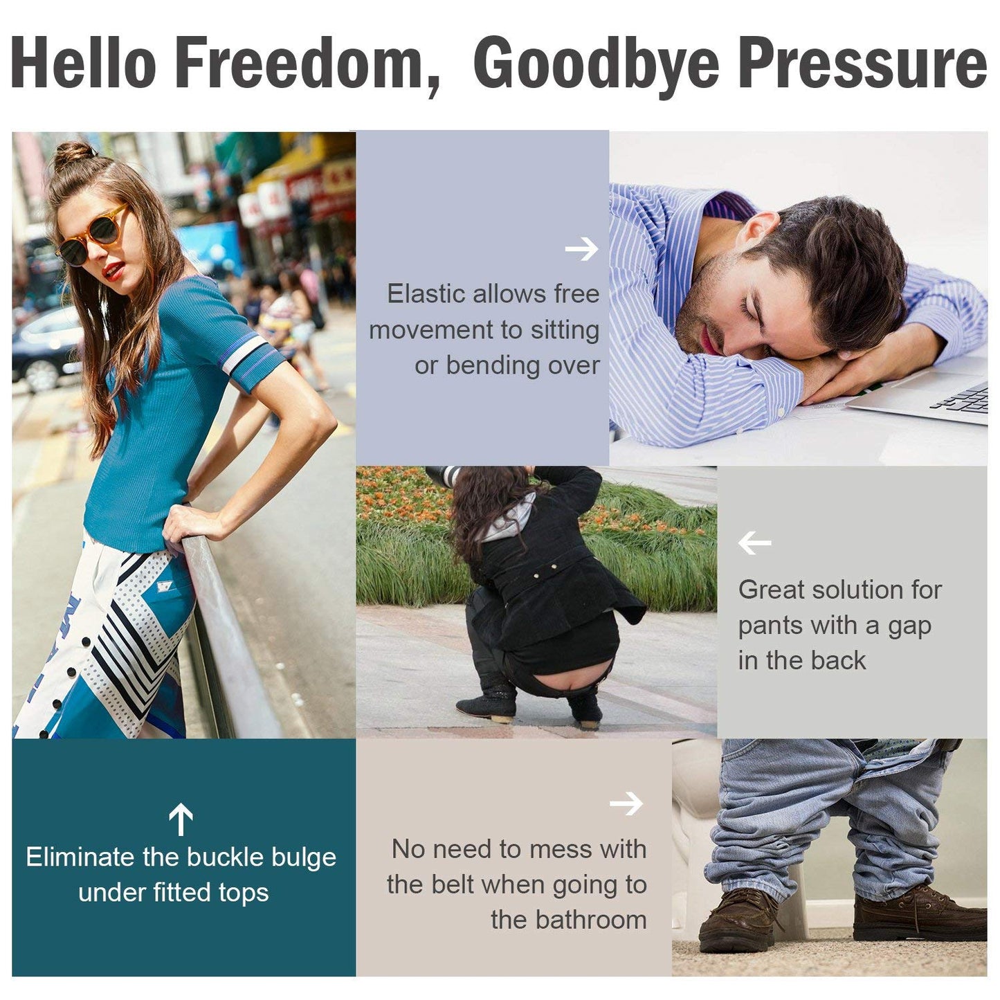 Buckle Free Women Stretch Belt Plus Size No Buckle/Show Invisible Belt for Jeans Pants Dresses 