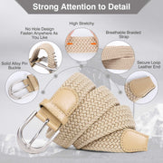 Braided Canvas Stretch Belt Elastic Casual Belt for Men, Women and Junior 1.3 Inches Wide - JASGOOD OFFICIAL