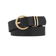 1PCS  Women's Leather Belts for Jeans Dresses Fashion Gold Buckle