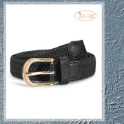 JASGOOD Elastic Braided Canvas Belt, Stretch Woven Belt for Jeans Shorts Pants Casual Golf Belt with Gold Buckle