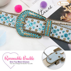 Halloween Western Cowgirl Rhinestone Belt, Fashion Rhinestone Belt for Women for Jeans, Ladies Bling Rhinestone Belt for Dress - JASGOOD OFFICIAL